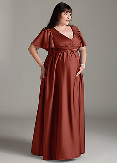 Azazie Verna Brautjungfernkleider für Schwangere A-Linie Gestreift Stretch-Satin Bodenlänge Kleid image12