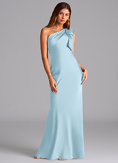 Azazie Yuanna Jurken voor bruidsmeisjes Jurk van Stretch Satijn met Zeemeermin One-Shoulder Hemelsblauw image3