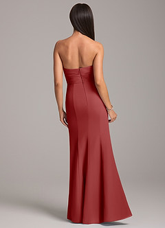 Azazie Yola Bridesmaid Dresses Rust Sheath Pleated Chiffon Convertible Dress image6