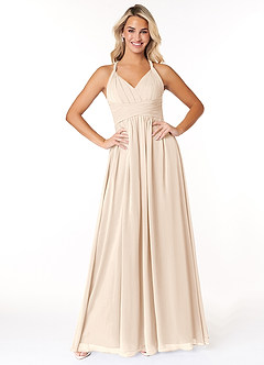 Azazie Ashia Bridesmaid Dresses White Alabaster A-Line Pleated Chiffon Dress image1