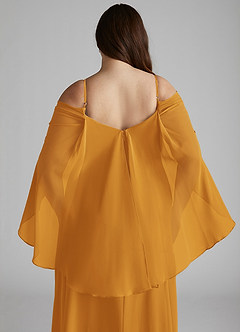 Azazie Cienna Bridesmaid Dresses Butterscotch A-Line Off the Shoulder Chiffon Dress image12