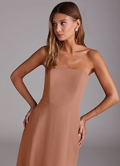 Azazie Wren Bridesmaid Dresses Bronzer A-Line Strapless Chiffon Dress image5