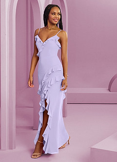 Barbie ♥ Azazie Bridesmaid Dresses Lilac Sheath Chiffon Dress image7