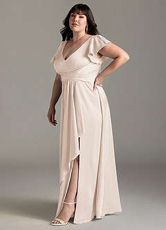 Azazie Omari Bridesmaid Dresses White Alabaster A-Line Stretch Satin Dress image11