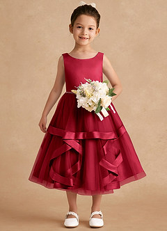 Azazie Posy Flower Girl Dresses Scarlet A-Line Beaded Tulle Dress image4