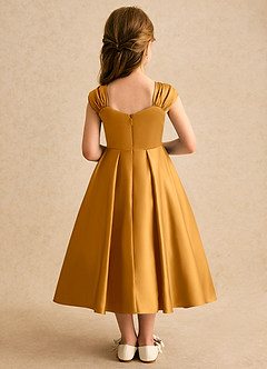 Azazie Yosemite Jurken voor bloemenmeisjes Baljurk Jurk van Mat Satijn Sweetheart Halslijn Boterbabbelaar image2