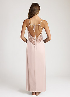 front Satin and Lace Midi Slip Dress
