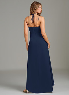 Azazie Yelena Bridesmaid Dresses Dark Navy A-Line Ruched Chiffon Dress image6