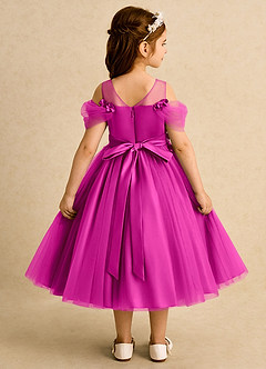 Azazie Juni Flower Girl Dresses Fuchsia Ball-Gown Pleated Tulle Dress image2