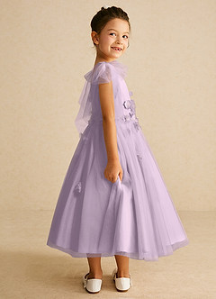 Azazie Minia vestidos de niña de las flores Vestido de Lila Esmerilada de Satin Mate de Corte En A con Lazo image2