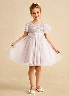 Azazie Queenie Flower Girl Dresses Rose Petal A-Line Lace Dress image1