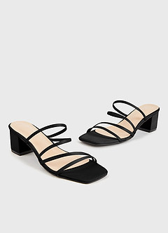 front Matching Color Matte Satin Strap Low Heel Sandals