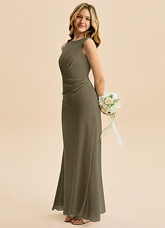 Azazie Floris Junior Jurk van Chiffon met A-Lijn Geplooid Wilgengroen image5