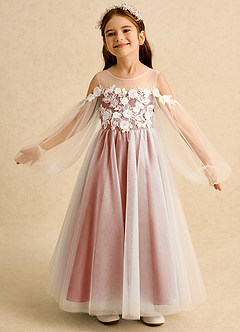 Azazie Zimi vestidos de niña de las flores Vestido de Mai Tai de Tul de Princesa con Escote de Corazón image4