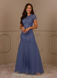 Azazie Laurie Mother of the Bride Dresses Stormy Mermaid Scoop Sequins Tulle Dress image4