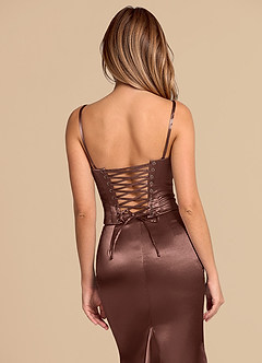 Azazie Sorrel Suknie dla druhen Syrena Gorset Metaliczny satynowy Do ziemi Sukienka image8