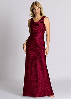 Azazie Rylina 신부 들러리 드레스 인어 절하다 자카드 바닥 길이 드레스 image3