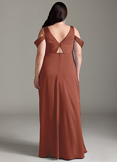 Azazie Rhea Maternity Bridesmaid Dresses A-Line Off-The-Shouler Pleated Stretch Satin Floor-Length Dress image9