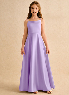 Azazie Joella Girls Formal Abiti da Ragazza di Fiori Abito A-Line in Raso Elasticizzato Plissettato Lilla image4