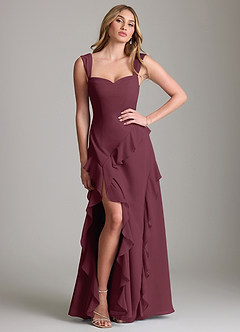 Azazie Sloane Bridesmaid Dresses Cabernet A-Line Sweetheart Neckline Chiffon Dress image3