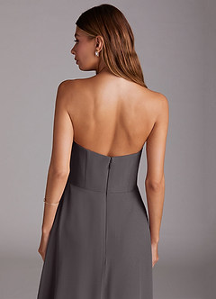 Azazie Wren Bridesmaid Dresses Steel Grey A-Line Side Slit Chiffon Convertible Dress image7