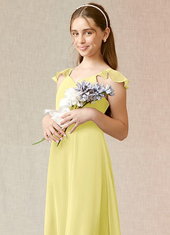 Azazie Everett Junior Vestido de Sorbete De Limón de Gasa de Corte En A image6