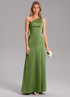 Azazie Feby Brautjungfernkleider A-Linie One-Shoulder Stretch-Satin Kleid Wacholder image7