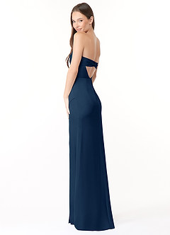 Azazie Leonis Bridesmaid Dresses Dark Navy Mermaid Pleated Stretch Satin Convertible Dress image7
