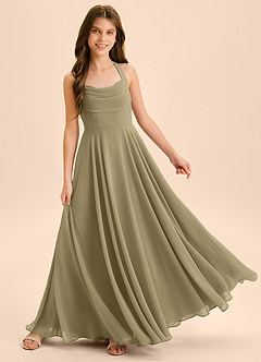 Azazie Kady Junior Moss Green A-Line Sweetheart Neckline Chiffon Dress image4