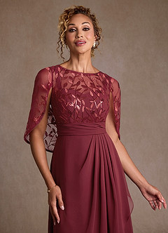 Azazie Beckley Mother of the Bride Dresses Cabernet A-Line Lace Chiffon Dress image5