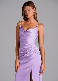 Azazie Claudelle Vestidos de damas de honor Vestido de Lila de Satén Elástico de Corte Sirena con Sin tirantes image2