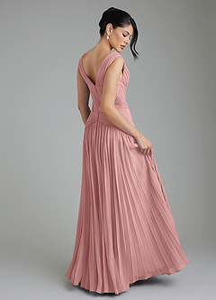 Azazie Kima Robes à essayer chez vous Robe Trapèze en Mousseline de soie Plissée Rose Poussiéreuse image8