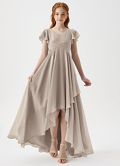 Azazie Caria Junior Frost A-Line Pleated Chiffon Dress image6