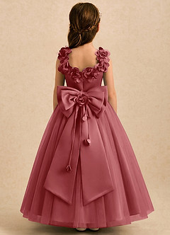 Azazie Eden Robe Demoiselle D'honneur Fillette Robe Princesse en Tulle Plissé Antique Rose image1