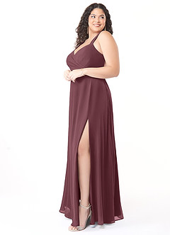 Azazie Nahrin Bridesmaid Dresses Sangria A-Line V-Neck Pleated Chiffon Dress image9