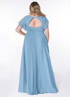 Azazie Rylee Bridesmaid Dresses Steel Blue A-Line Pleated Chiffon Dress image7