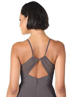 Azazie Avelina Bridesmaid Dresses Steel Grey A-Line V-Neck Pleated Chiffon Dress image5