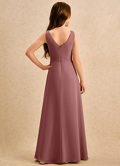 Azazie Chibi Girls Formal Blumenmädchenkleider A-Linie Plissee Chiffon Kleid Wüstenrose image2