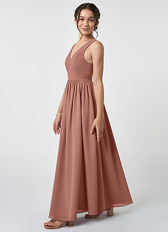 Azazie Keyla Junior A-Linie Plissee Chiffon Kleid Zedernrose image3