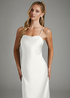 Azazie Nova Bridesmaid Dresses White Sheath Strapless Stretch Satin Convertible Dress image9