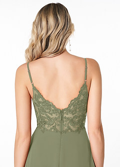 Azazie Lena Abiti da Damigella Abito A-Line in Chiffon Pizzo Pistacchio image8