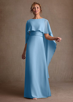 Azazie Marilla 신부의 어머니 드레스 A라인 주름진 쉬폰 플로어 길이 드레스 image1