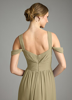 Azazie Lianne Bridesmaid Dresses Moss Green A-Line Off the Shoulder Chiffon Dress image6