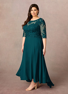 Azazie Monza Mother of the Bride Dresses Pine A-Line Lace Chiffon Dress image8