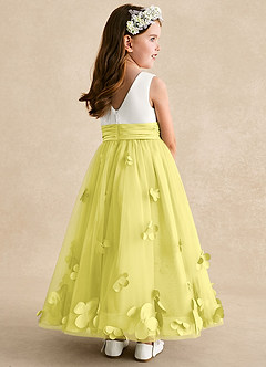 Azazie Vi Flower Girl Dresses Canary A-Line Sleeveless Tulle Dress image4