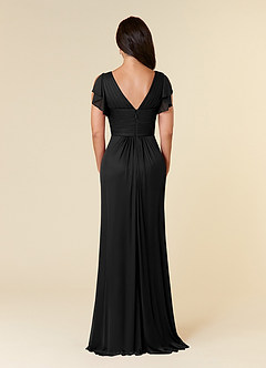 Azazie Reneya Mother of the Bride Dresses Black A-Line Pleated Mesh Dress image4