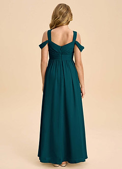 Azazie Lianne Junior Pine A-Line Off the Shoulder Chiffon Dress image7