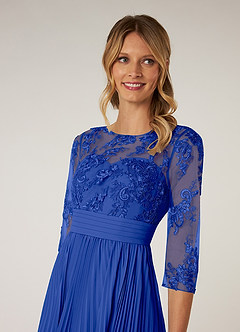 Azazie Tutu Abiti per la Madre della Sposa Abito A-Line in Chiffon in Pizzo con Scollo a Barca Blu Reale image5