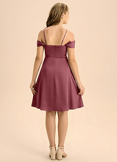 Azazie Anselie Junior Linia A Pofałdowany Satyna elastyczna Mini Młodsza druhna Sukienka image2