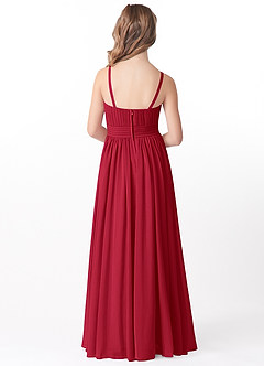 Azazie Astrid Junior Scarlet A-Line Floral Chiffon Dress image2